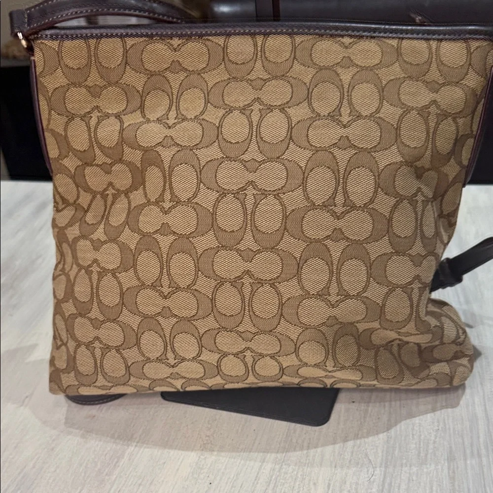 Coach Signature Brown and Tan Crossbody Bag